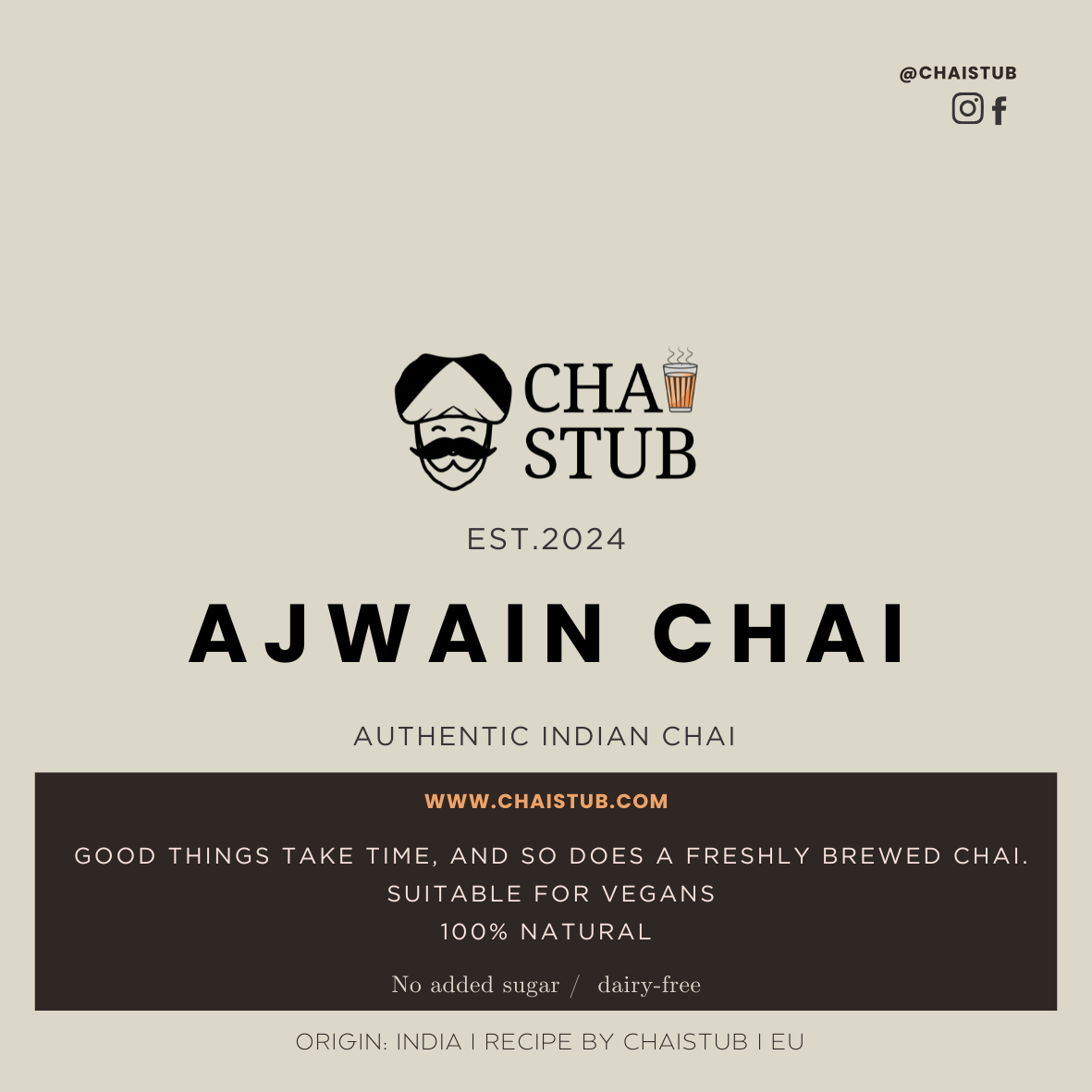 Ajwain Elaichi Chai (40 cups)